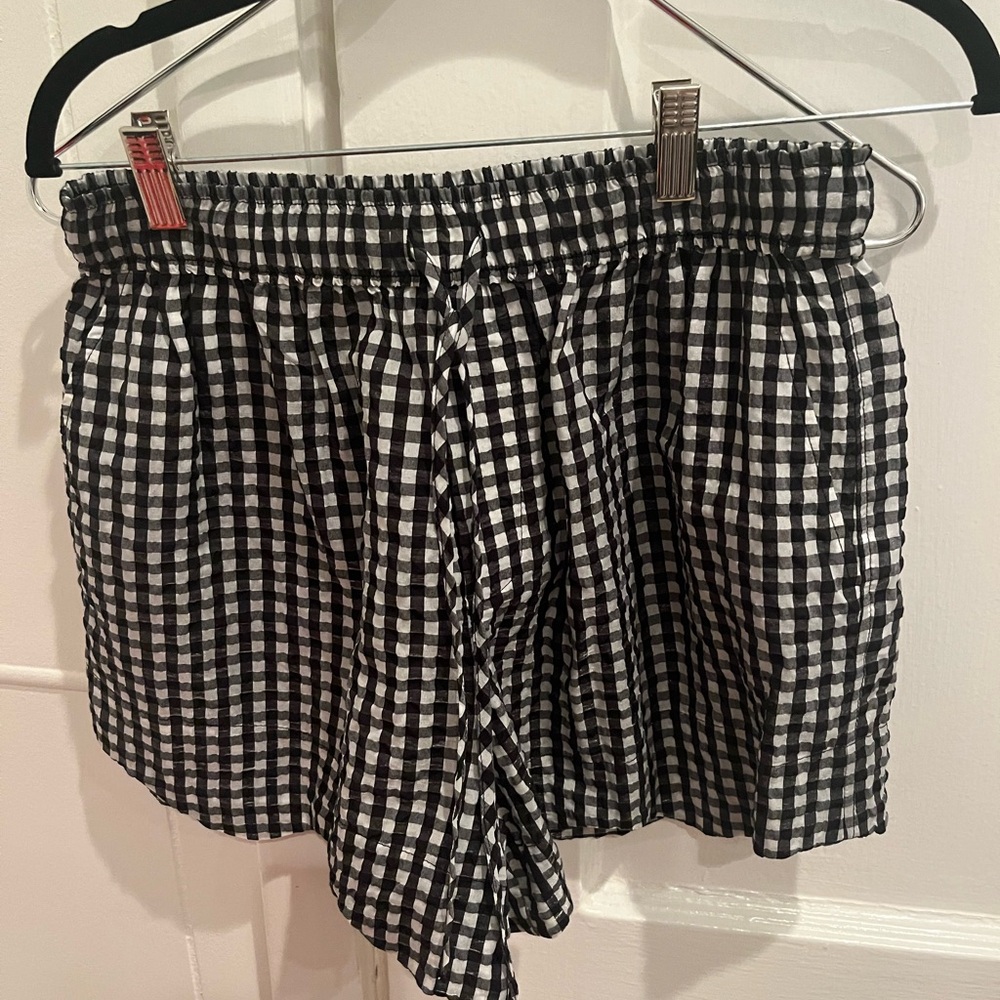 Black and white check shorts